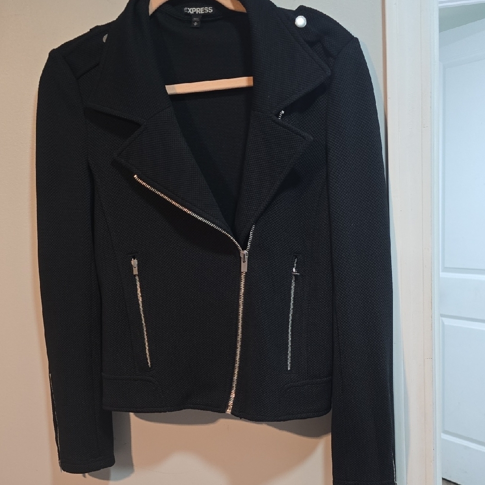 Express Black Blazer with Asymmetrical Zipper Size M